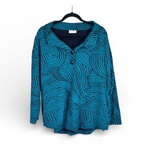 Komil Teal Green Black Sweater Womens XL Lagenlook Oversized Slouchy Artsy